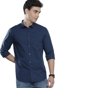 The Indian Garage Co Men Slim Fit Solid Full Sleeves Cutaway Collar Casual Shirt
